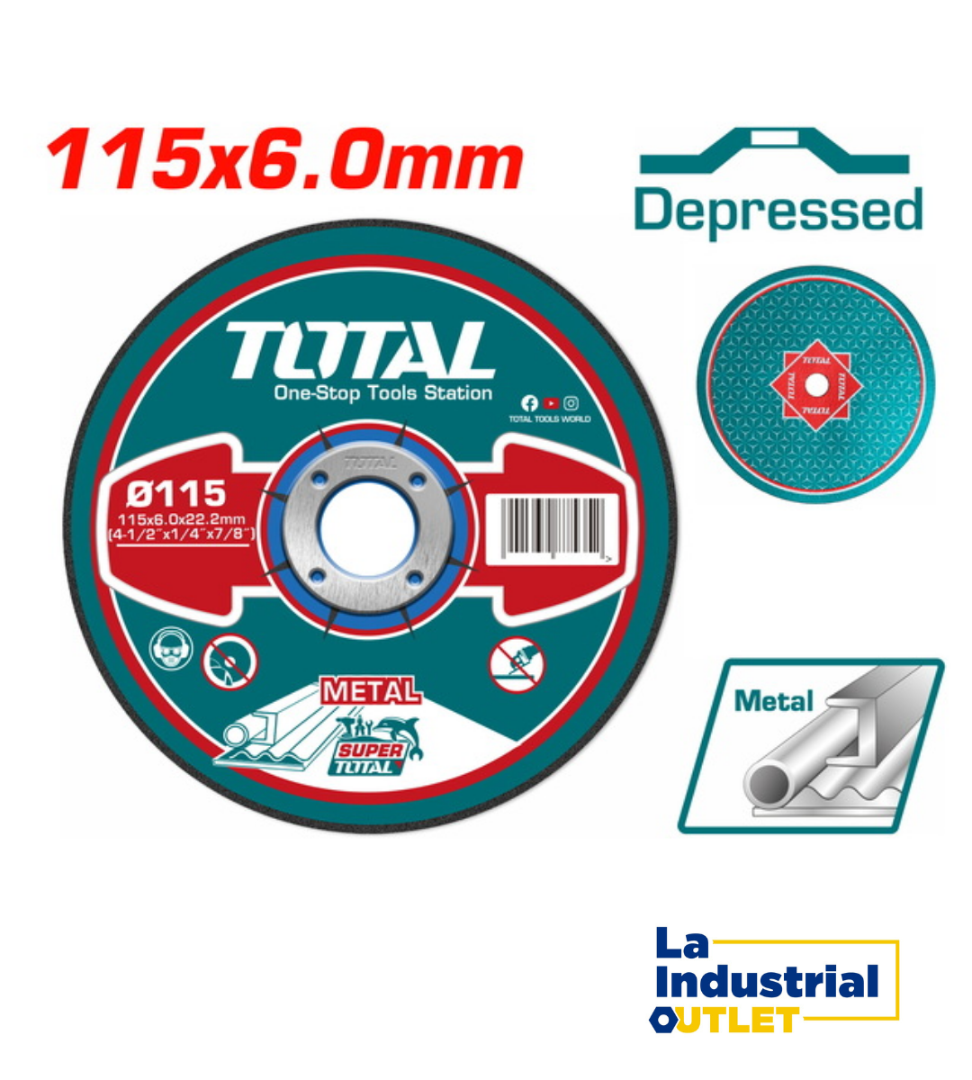 DISCO DESBASTE P METAL ABRASIVO 115MMX6MM TOTAL