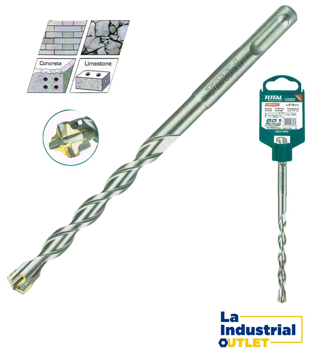 BROCA P ROTOMARTILLO 10X160MM SDS PLUS 4PUNTAS TOT