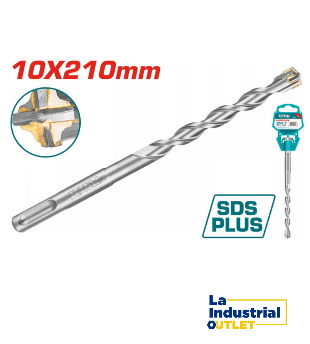 BROCA P/ ROTOMARTILLO 10X210MM SDS PLUS 4PUNTA