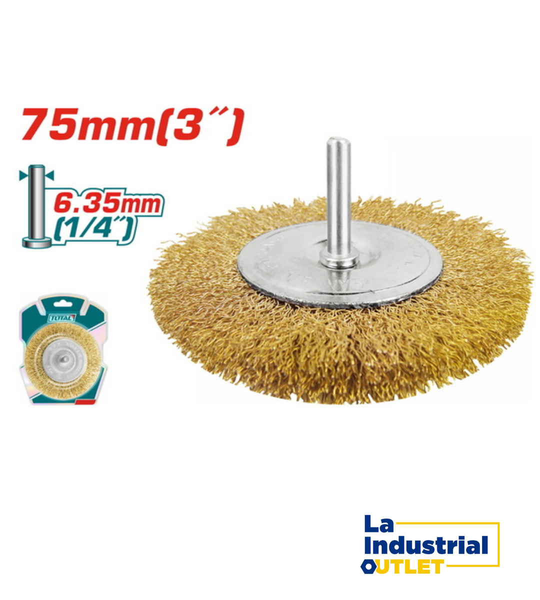 ESCOBILLA RUEDA DORADO 3´ CON VASTAGO TOTAL