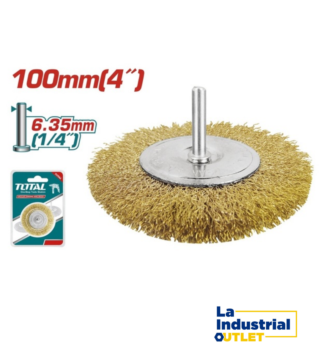 ESCOBILLA RUEDA DORADO 4´ CON VASTAGO TOTAL