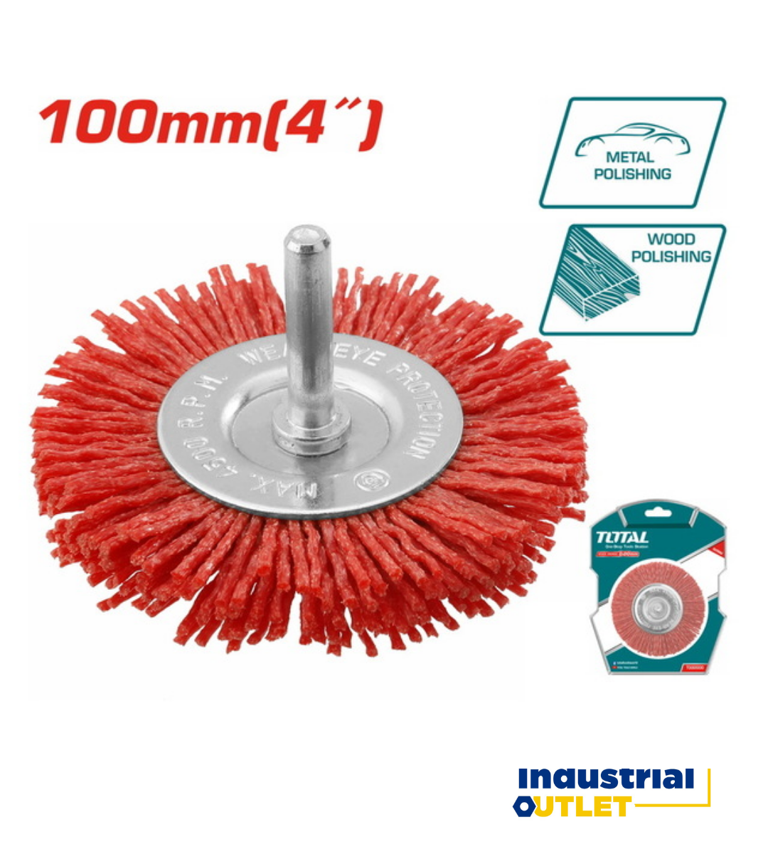 ESCOBILLA RUEDA NYLON 4´ CON VASTAGO TOTAL