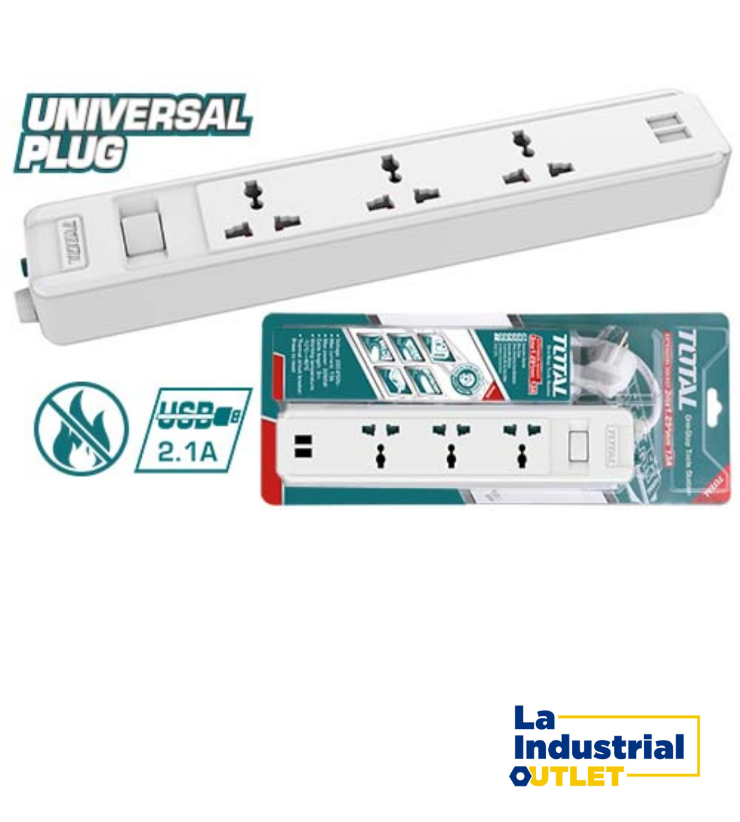 EXTENCION 3MTS 4 POSICION 13A CON USB TOTAL