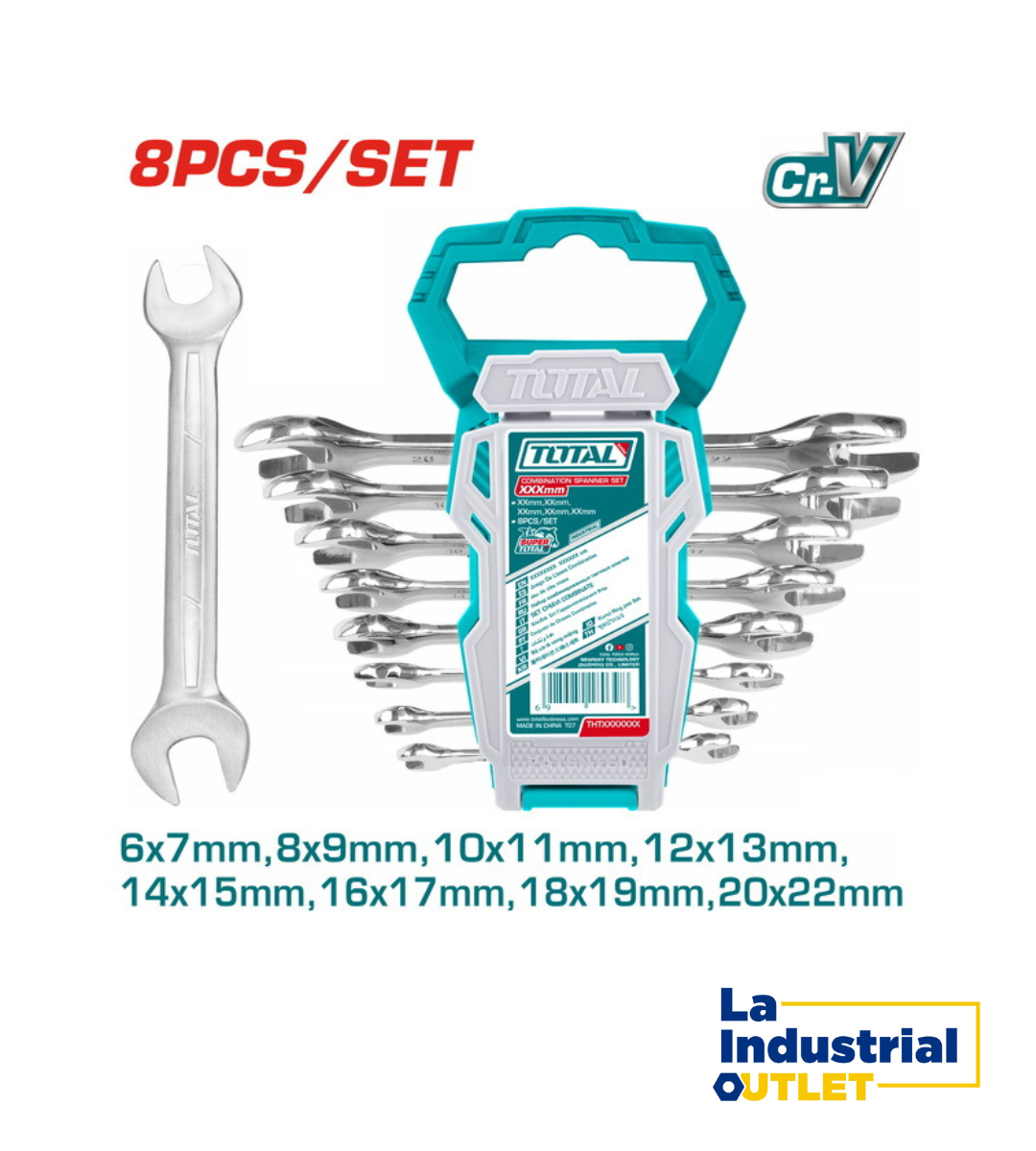 JGO DE LLAVE PUNTA CORONA X8PCS 6-22MM TOTAL