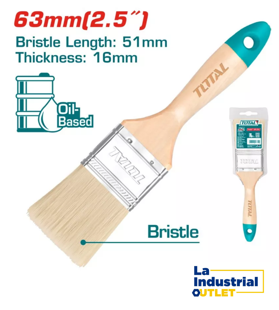 BROCHA MANGO MADERA 2.5´ TOTAL