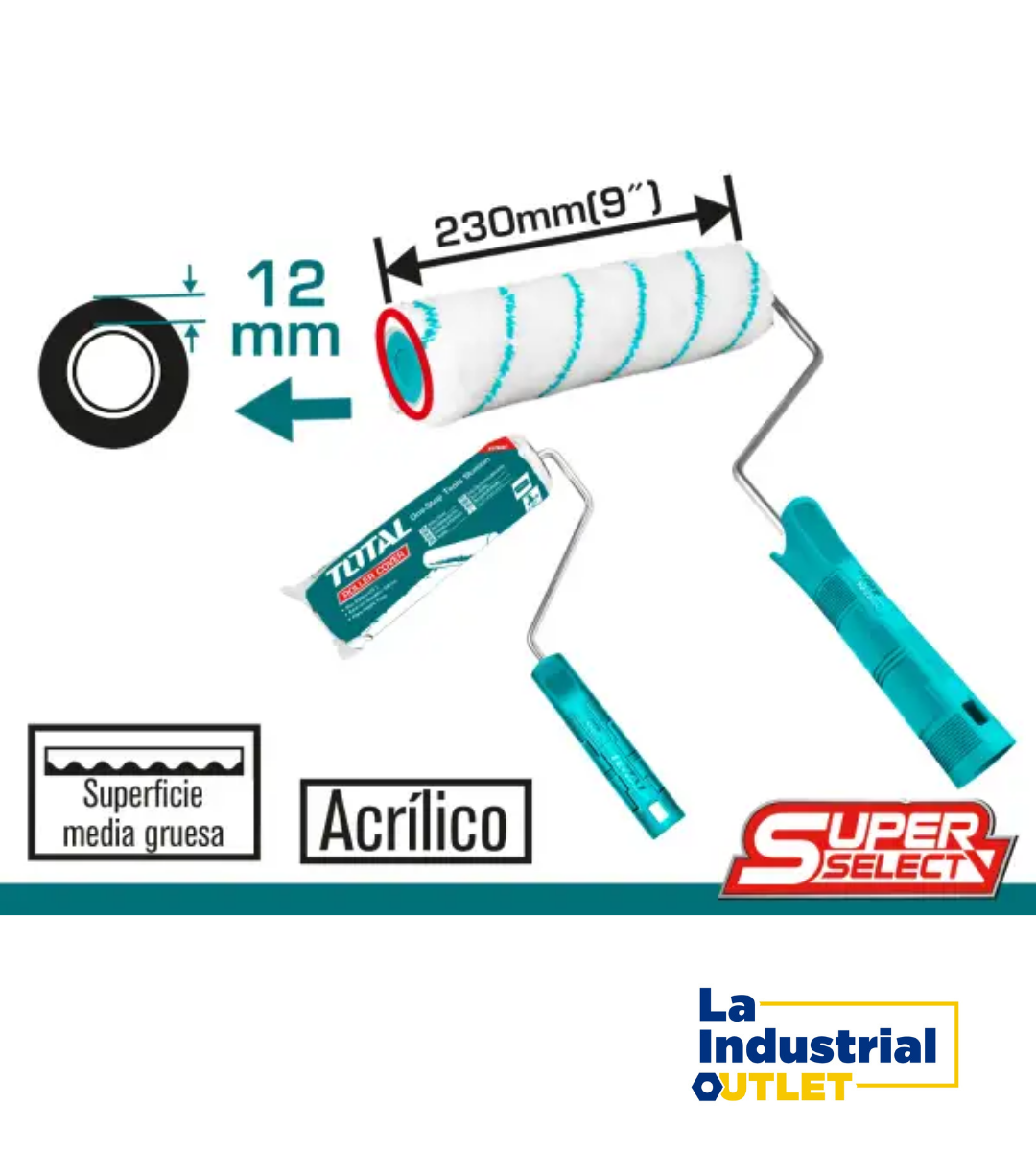 RODILLO 230MM 9´ P/ MUROS INTERIORES TOTAL