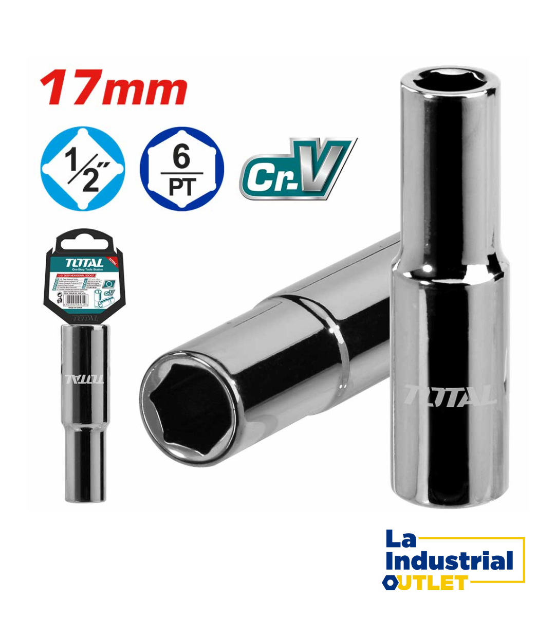 DADO LARGO HEXAGONAL 1/2´ 17MM TOTAL