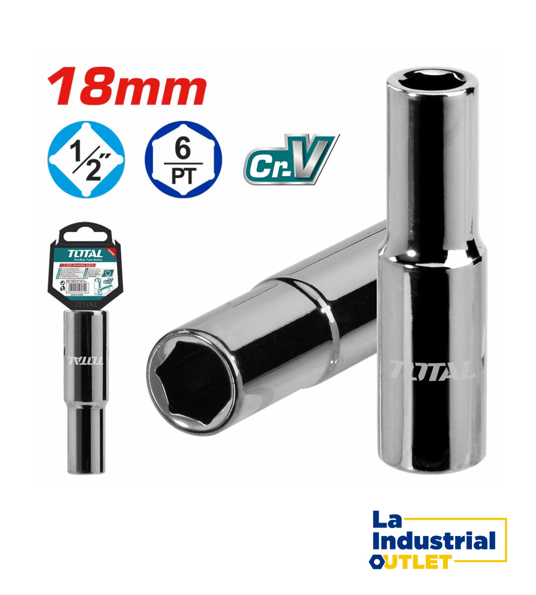 DADO LARGO HEXAGONAL 1/2´ 18MM TOTAL