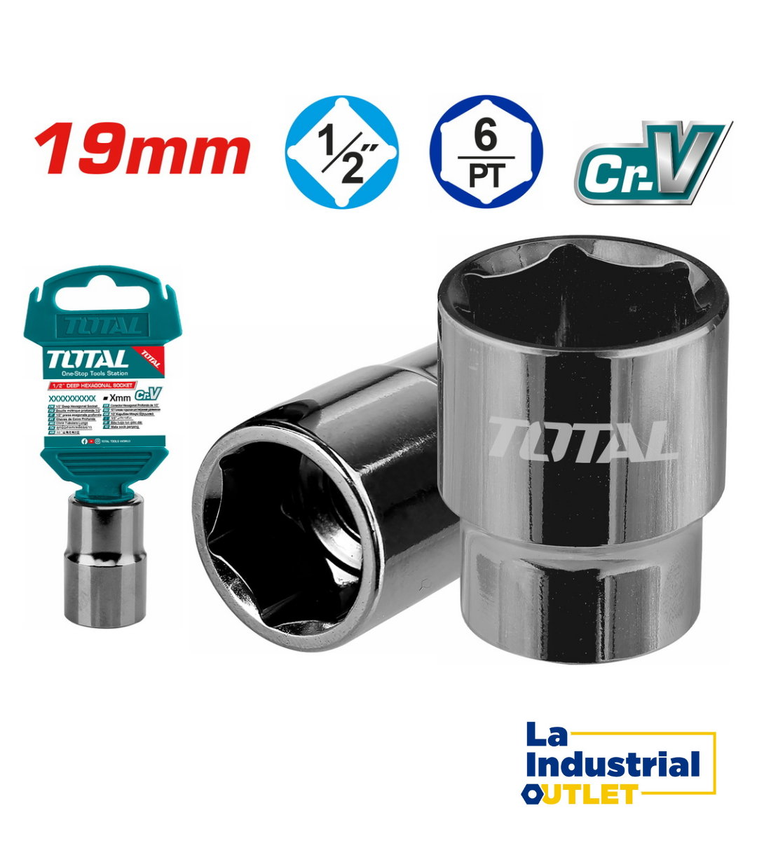 DADO HEXAGONAL 1/2´ 19MM TOTAL