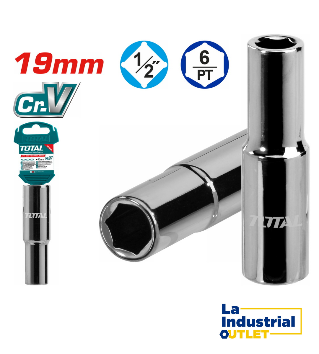 DADO LARGO HEXAGONAL 1/2´ 19MM TOTAL