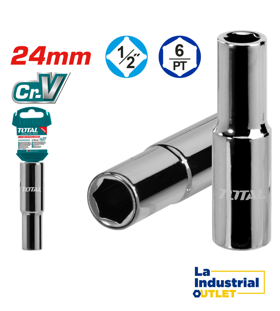 DADO LARGO HEXAGONAL 1/2´ 24MM TOTAL