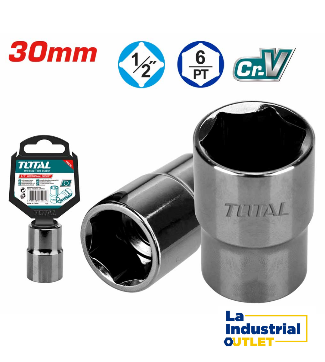 DADO HEXAGONAL 1/2´ 30MM TOTAL