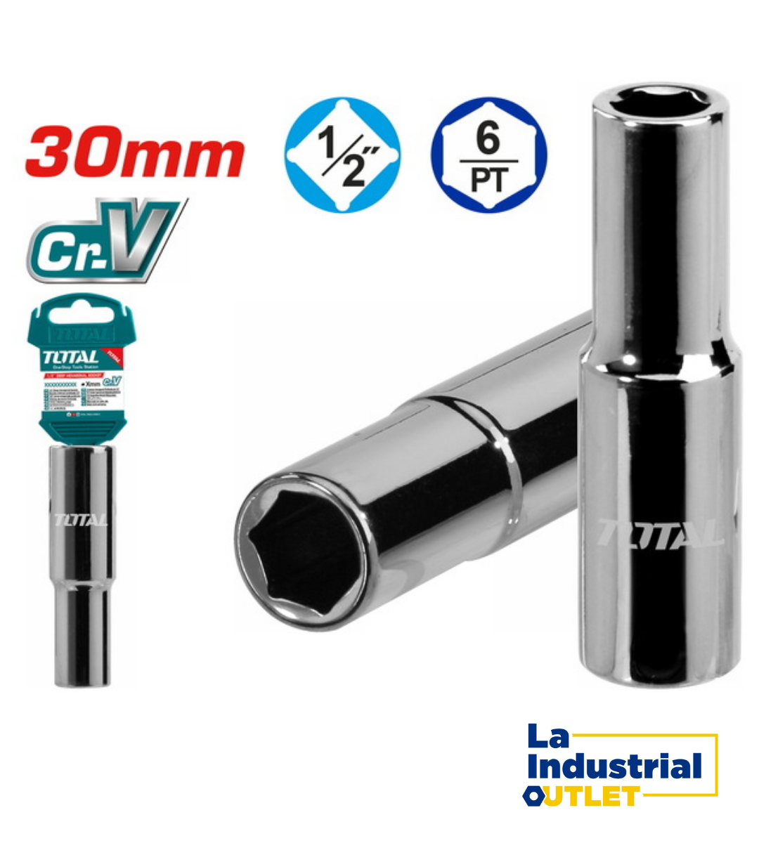 DADO LARGO HEXAGONAL 1/2´ 30MM TOTAL