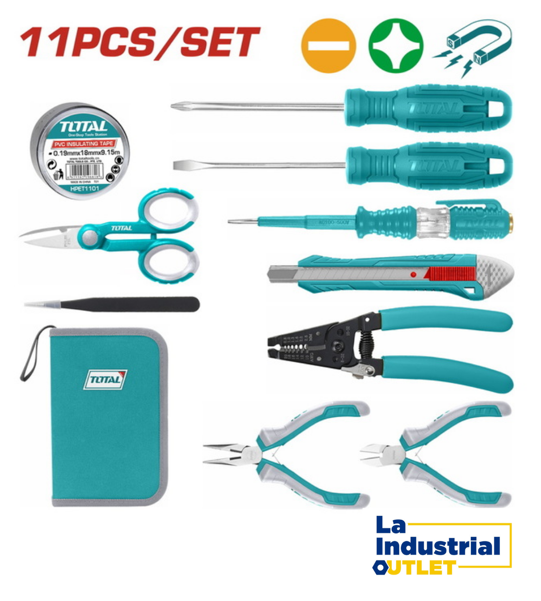 JGO HERRAMIENTAS ELECTRICISTA 11PCS TOTAL