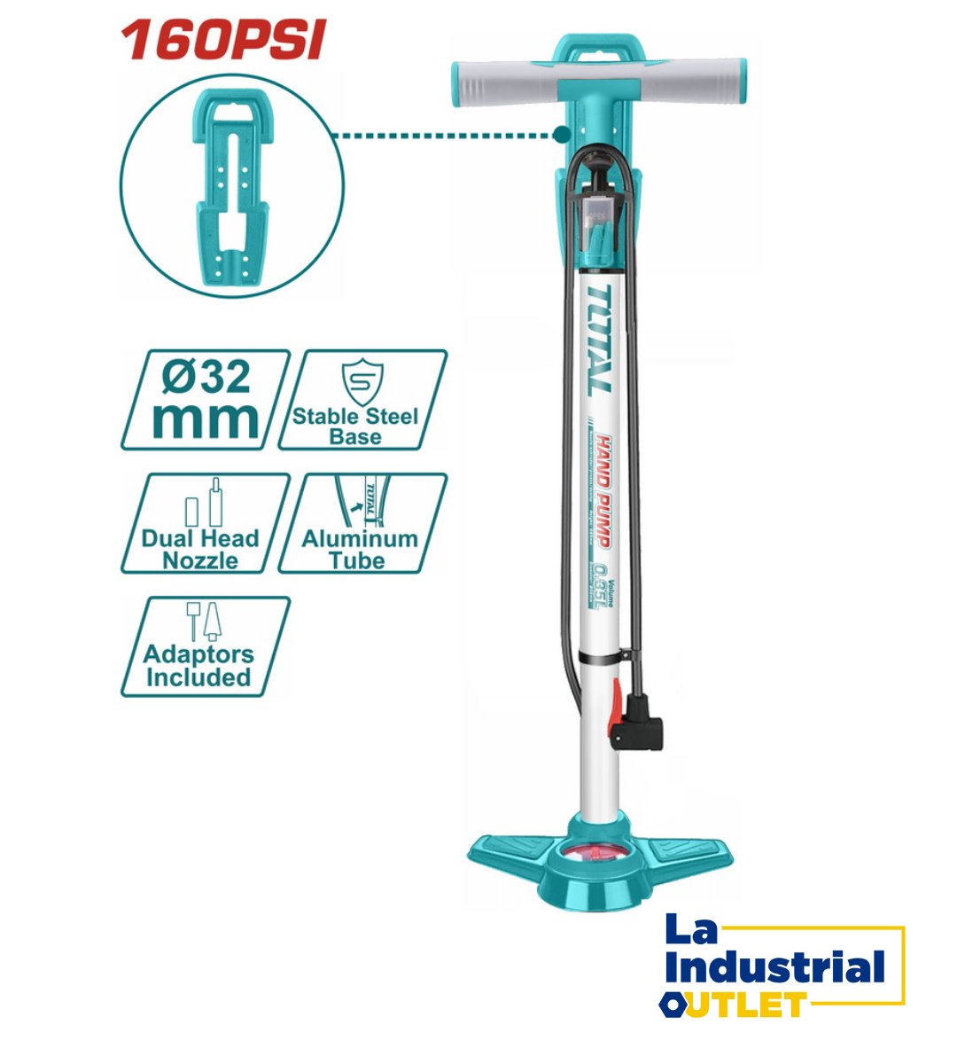 BOMBIN DE PIE 160PSI DE ALUMINIO TOTAL