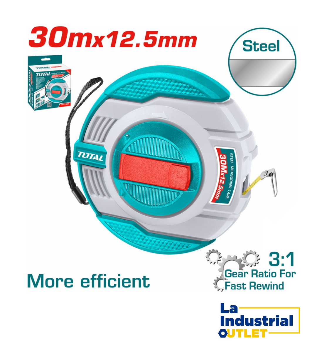 HUINCHA DE MEDIR 30MTS METALICO TOTAL