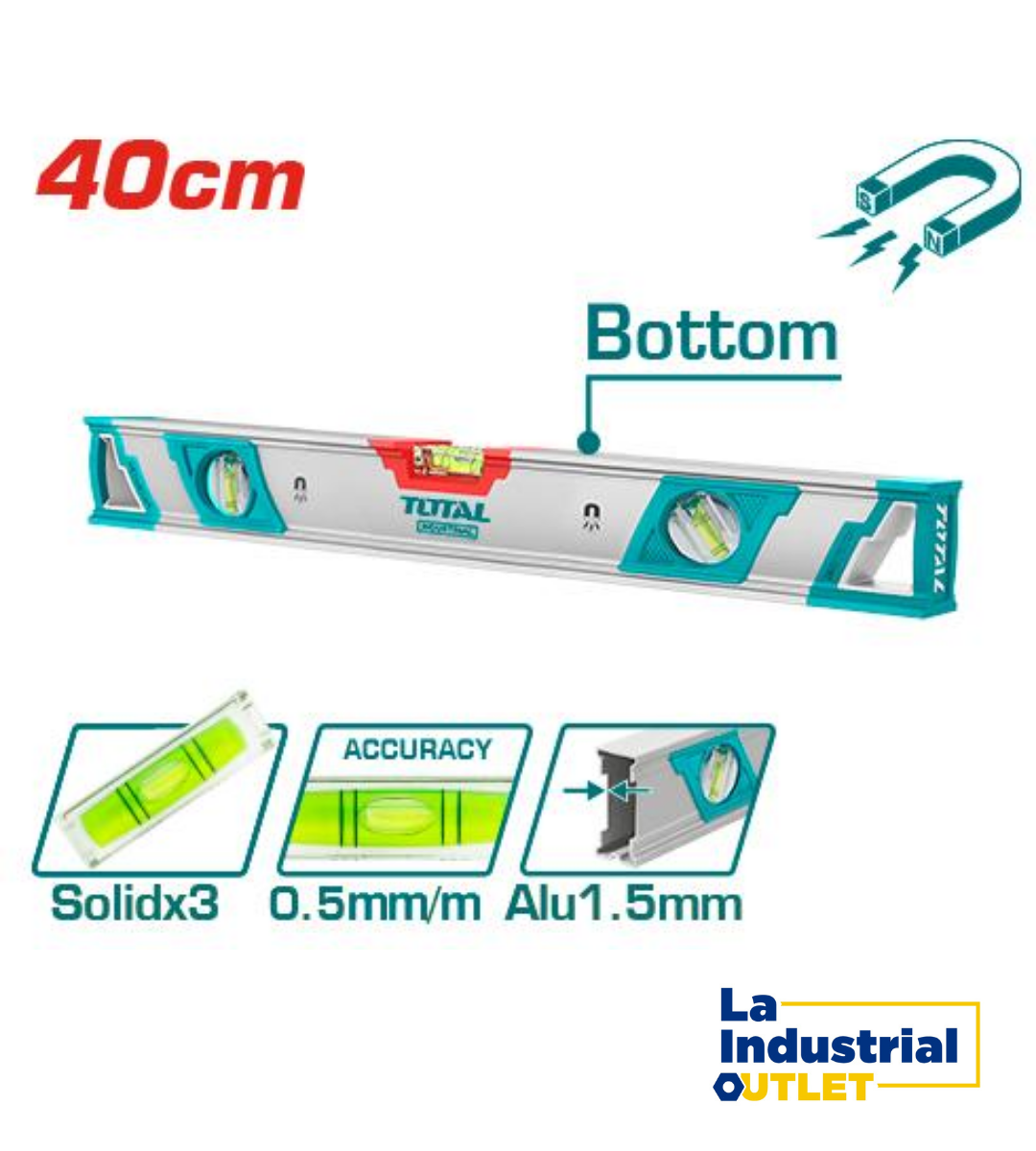 NIVEL ALUMINIO IMANTADO 16´ 40CM TOTAL
