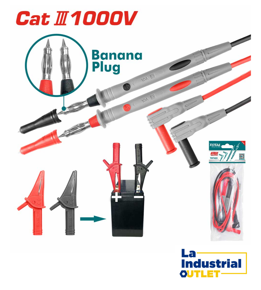 SET CABLES DE PRUEBAS Y PINZAS PARA TESTER TOTAL