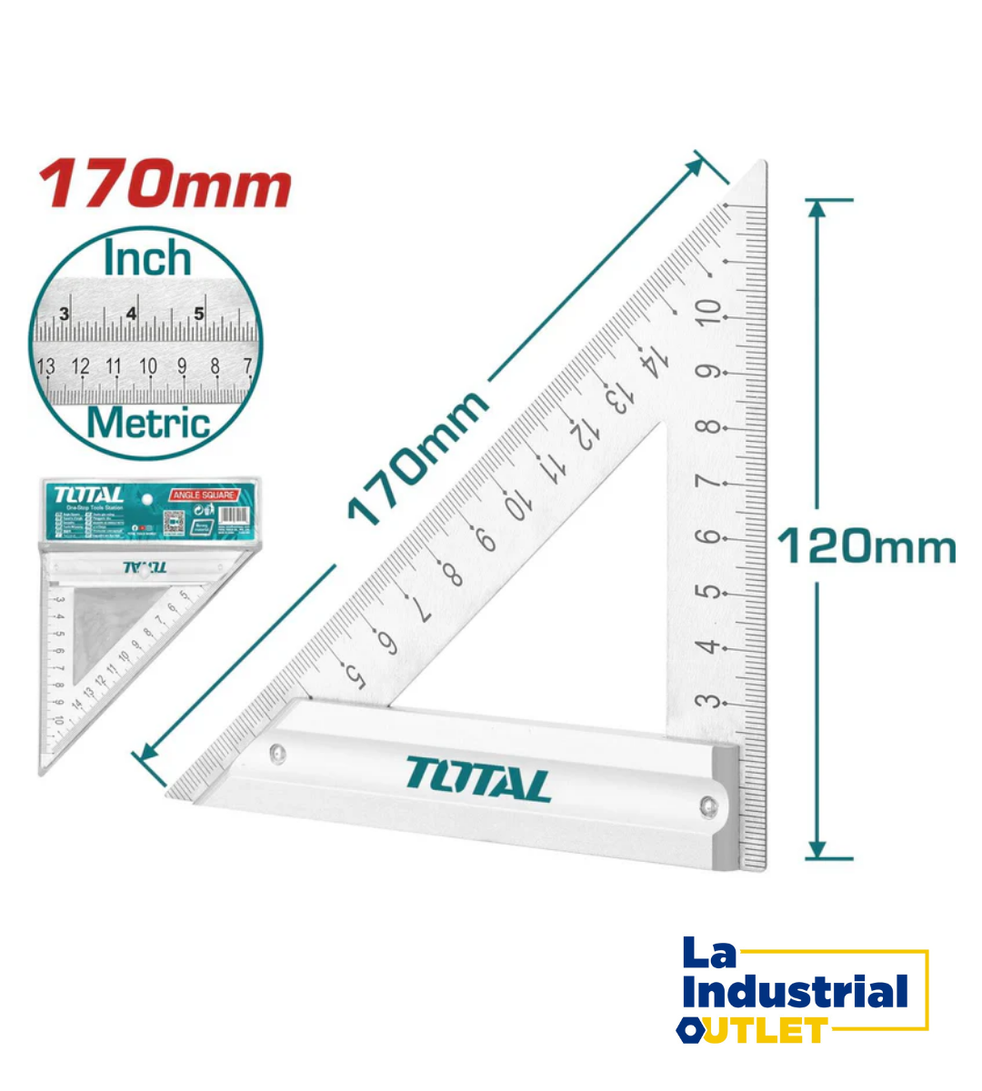 ESCUADRA DE ACERO 170MM TOTAL