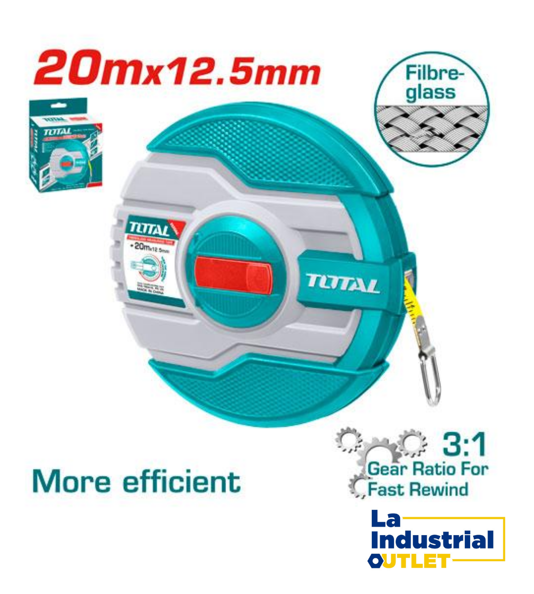 HUINCHA MEDIR FIBRA DE VIDRIO 20MTS TOTAL