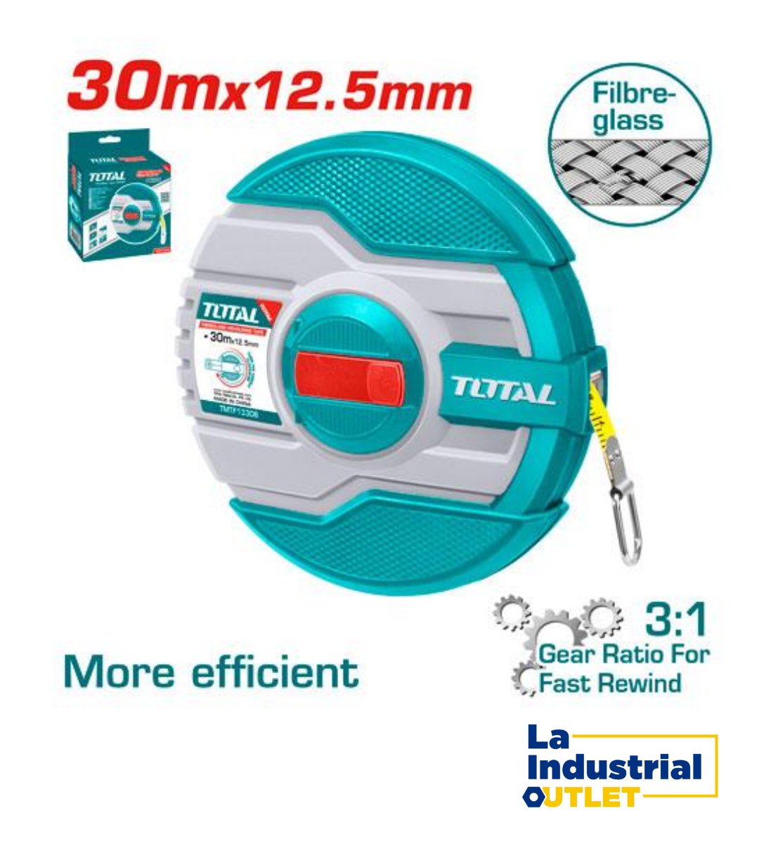 HUINCHA DE MEDIR FIBRA DE VIDRIO 30MTS TOTAL