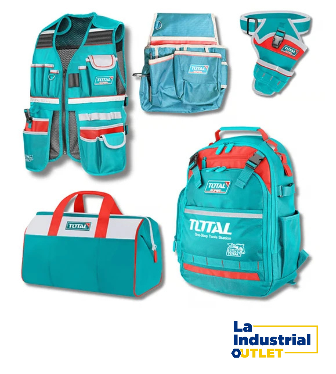 KIT 5PCS BOLSO+CHALECO+MOCHILA+PORTA HERRAM.
