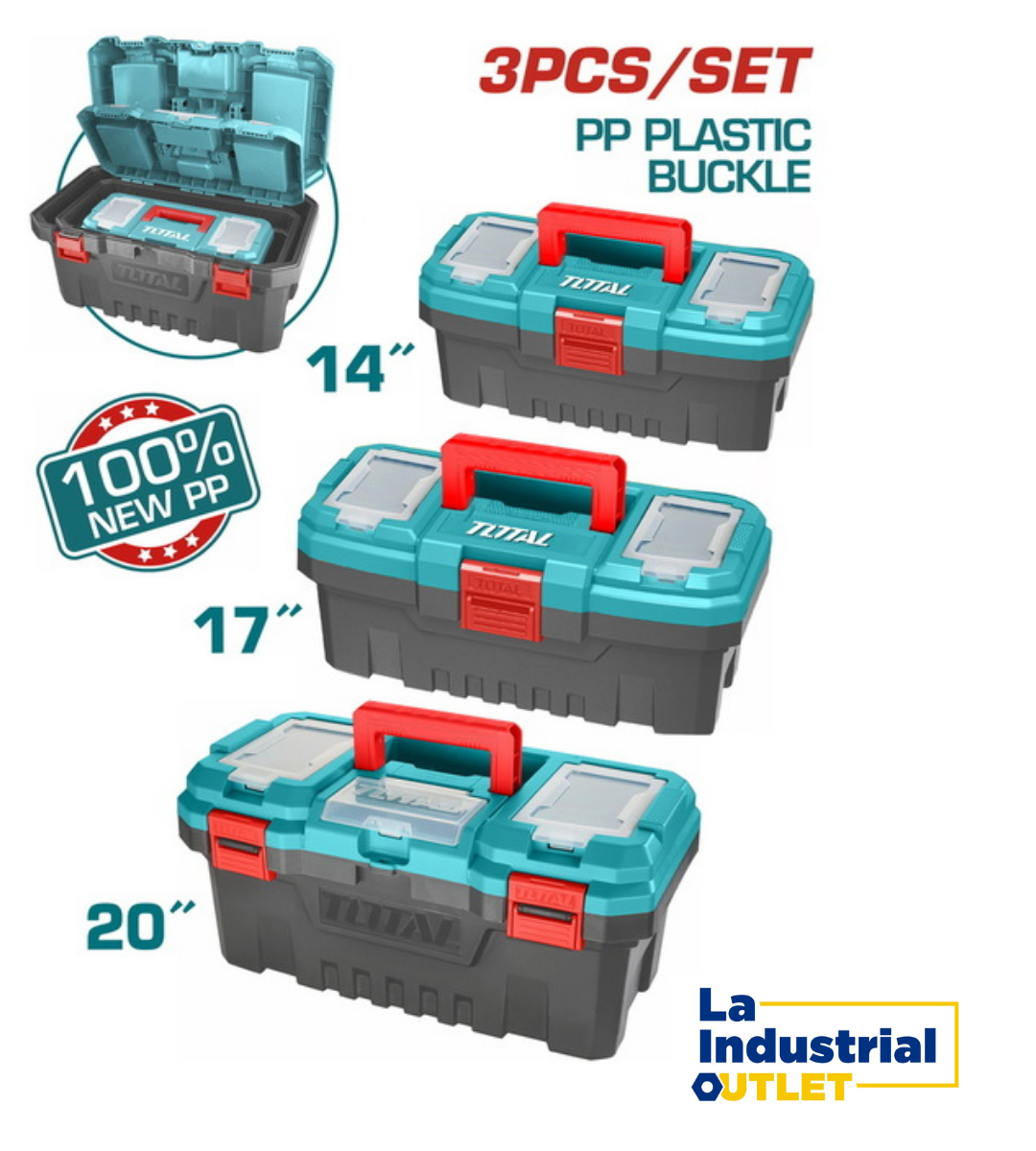 KIT CAJA HERRAMIENTA PLASTICA 3PCS 14´17´20´