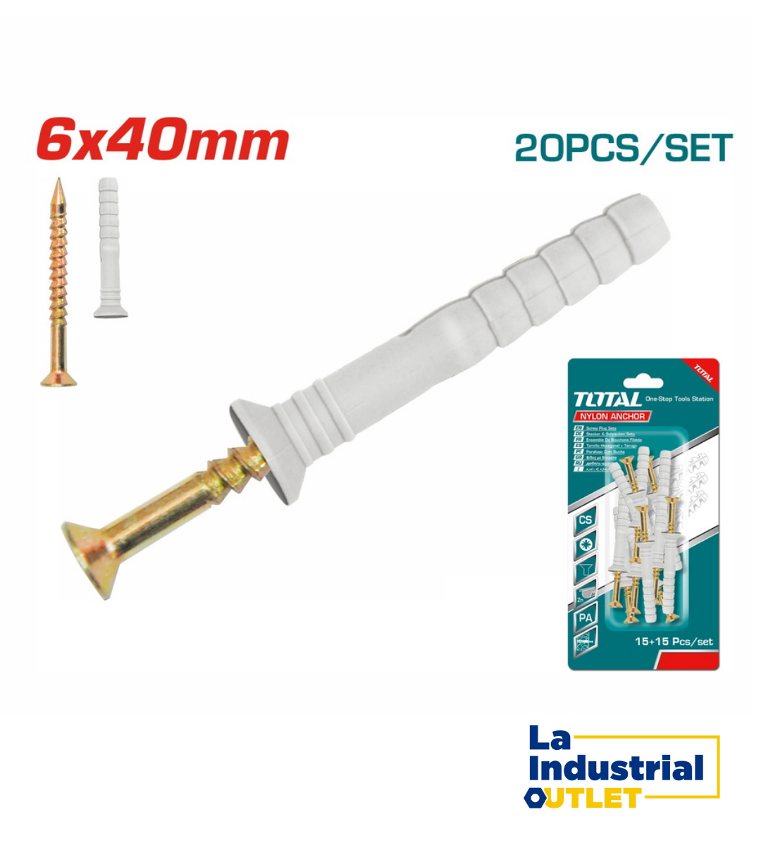 JGO TORNILLOS Y TARUGOS 6X40MM TOTAL