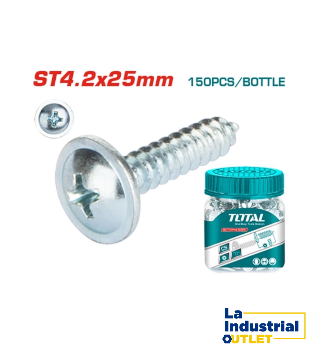 TORNILLO ROSCALATA 150PCS ST4.2X25MM TOTAL