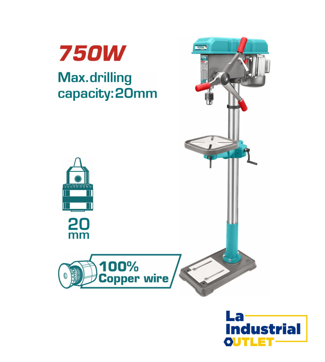 TALADRO DE PEDESTAL 750W 20MM TOTAL