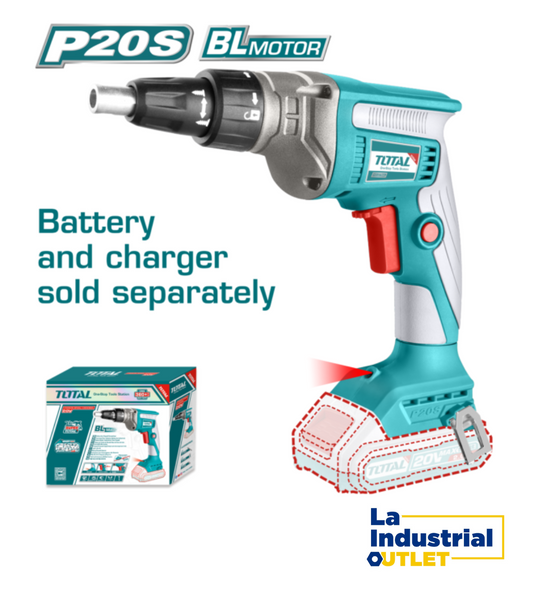 ATORNILLADOR DRYWALL INALAMBRICO CON CARGADOR Y BATERÍA 20V TOTAL