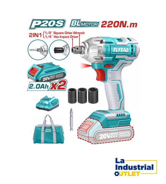 LLAVE IMPACTO Y ATORNIL INALAMB 20V TOTA