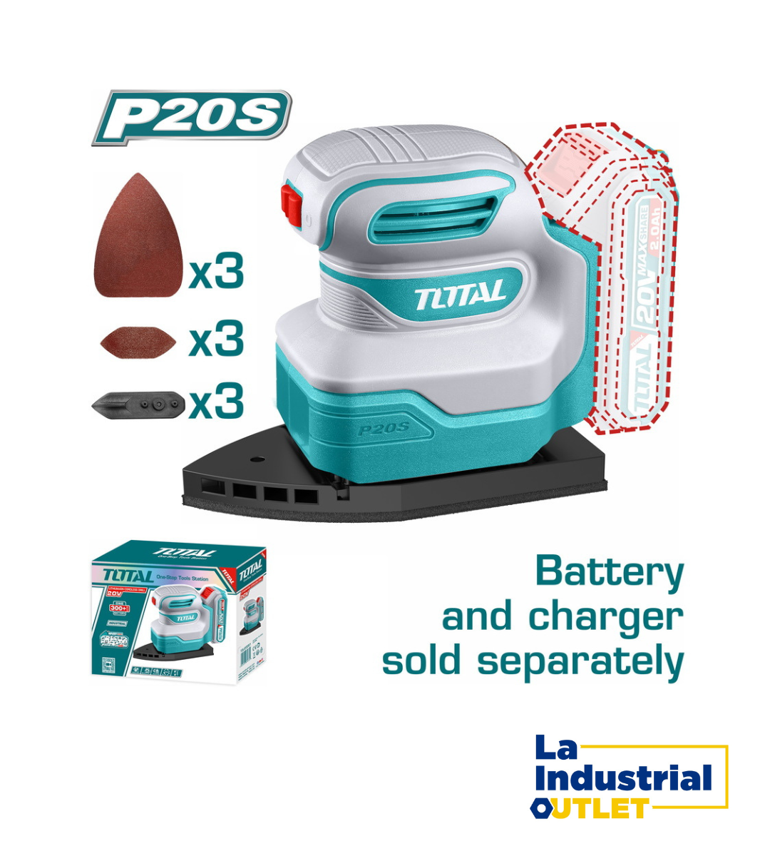 LIJADORA ORBITAL DE PALMA 20V TOTAL
